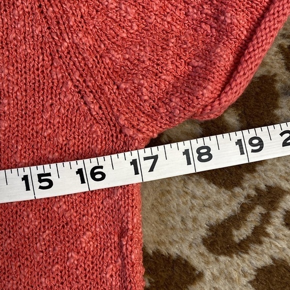 Liz Claiborne Linen blend knit sweater top Women’s Boxy V neck coral Beach L - Picture 8 of 8